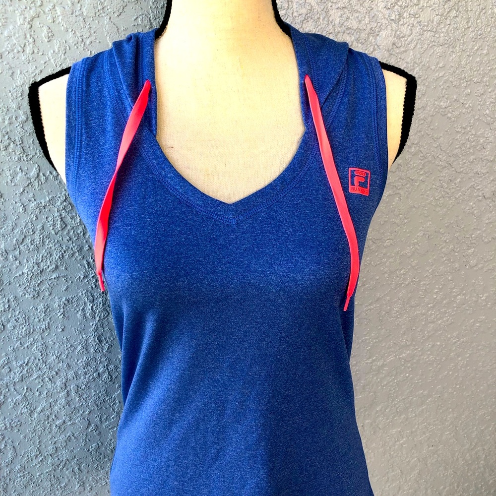 Fila athletic top, cornflower blue and coral